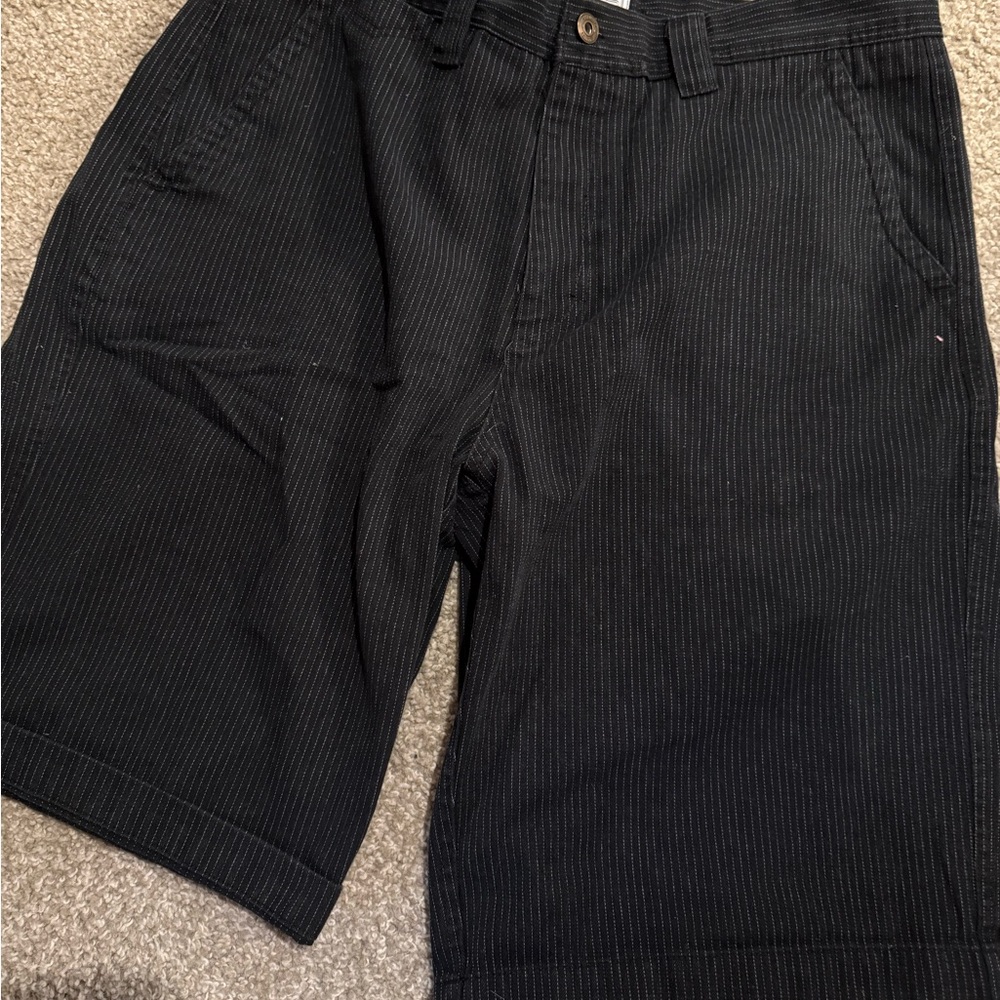 Black Pinstripe Shorts